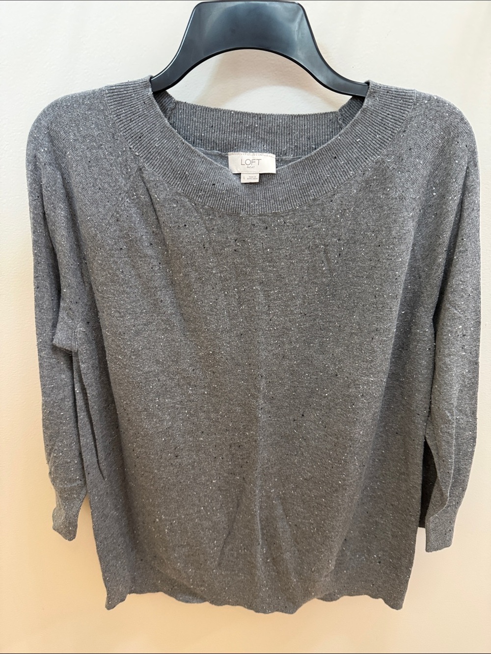 LOFT Gray Speckled Crewneck Sweater